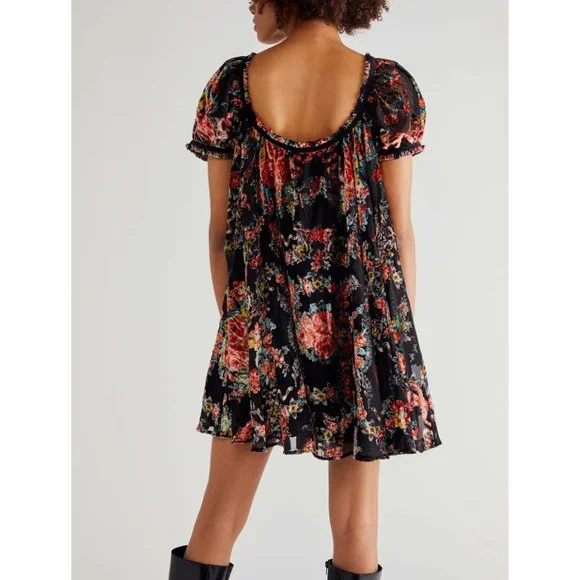 🎉LAST CHANCE🎉 NWT Free People Beautiful Blooms Mini Dress / Black Combo - Picture 2 of 7